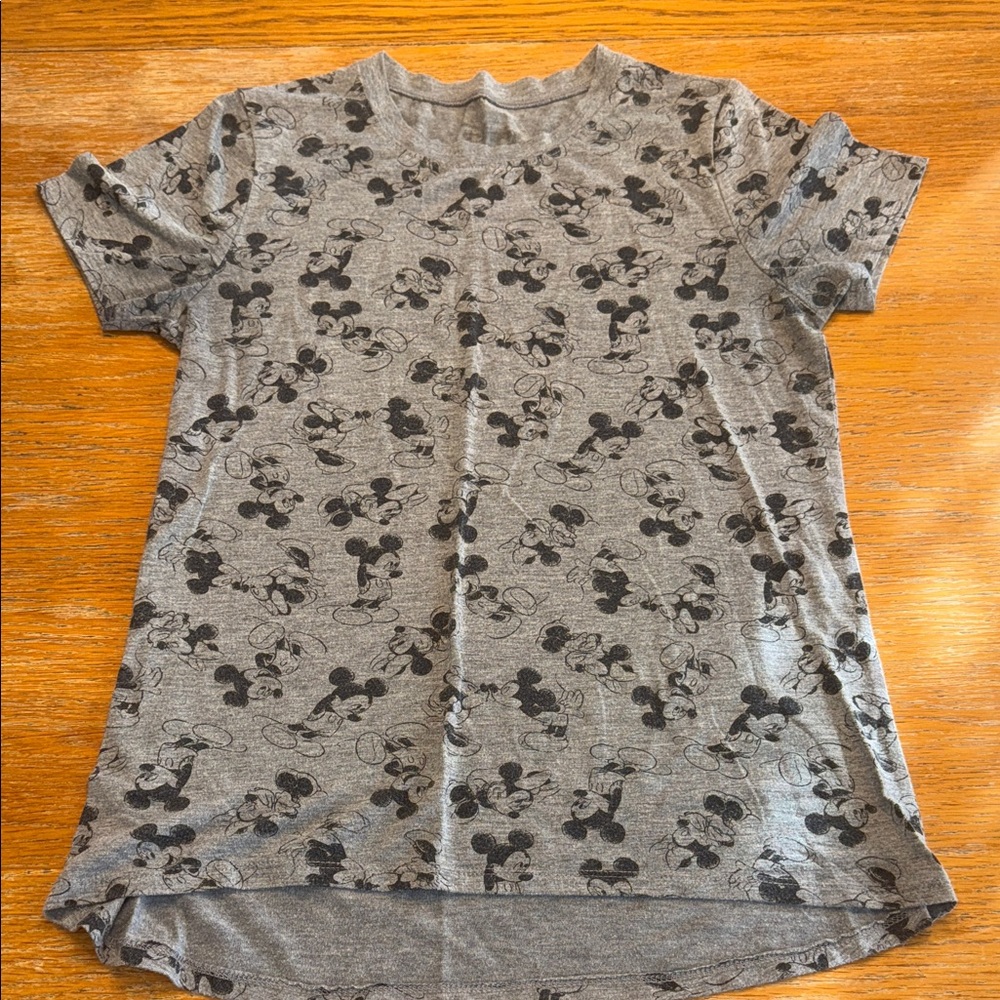 Disney Heather Gray Mickey Mouse Pattern Tee